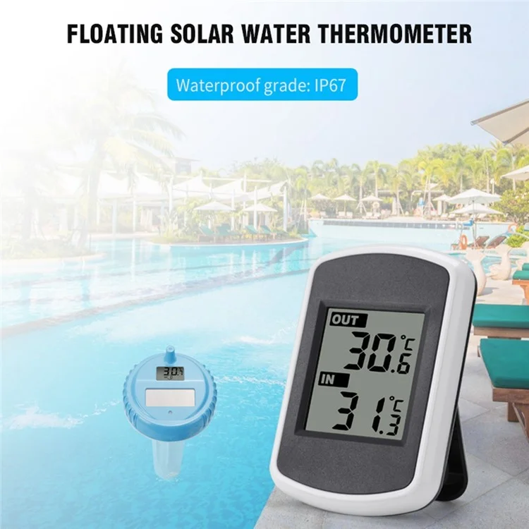 TS-WS-42 Termómetro inalámbrico flotante con energía solar para piscina, spa, interior y exterior