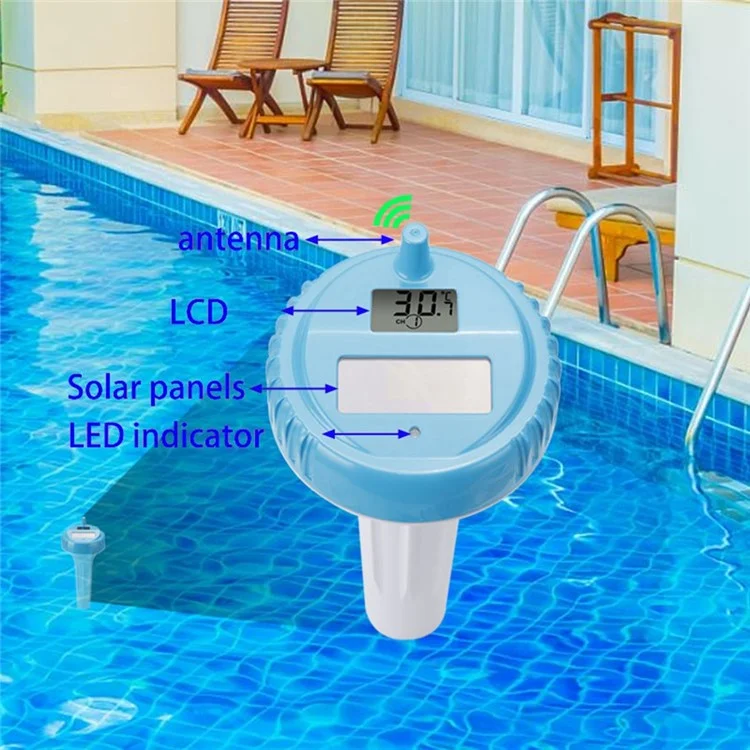 TS-WS-42 Termómetro inalámbrico flotante con energía solar para piscina, spa, interior y exterior