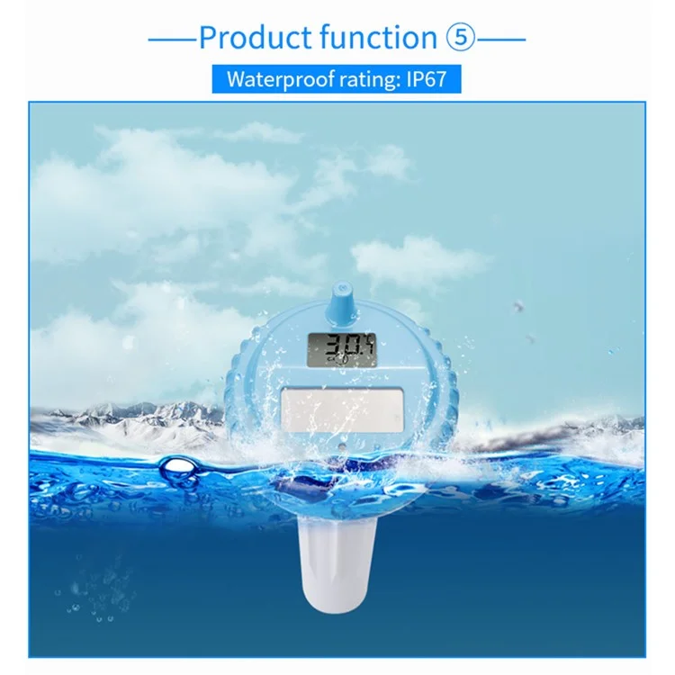 TS-WS-42 Termómetro inalámbrico flotante con energía solar para piscina, spa, interior y exterior