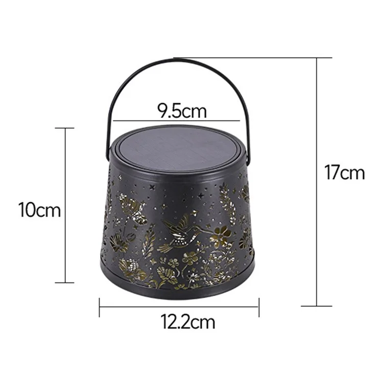 Lámpara decorativa de exterior con energía solar, patrón de flor y pájaro hueco, lámpara de ambiente para jardín / terraza