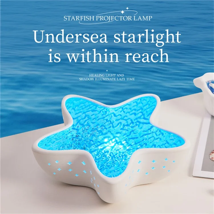 Seestern Ambiente-Projektionslampe Heimdekoration Stimmungslicht 7 Ozeanbetriebsarten USB-aufladbar für Schlafzimmer / Wohnzimmer