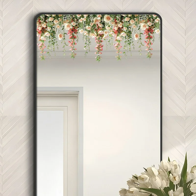 3 Peças de Película Decorativa de Vidro com Vinha de Rosas - Adesivo Estático para Privacidade em Quarto, Banheiro e Box - 30x20cm, JD23001