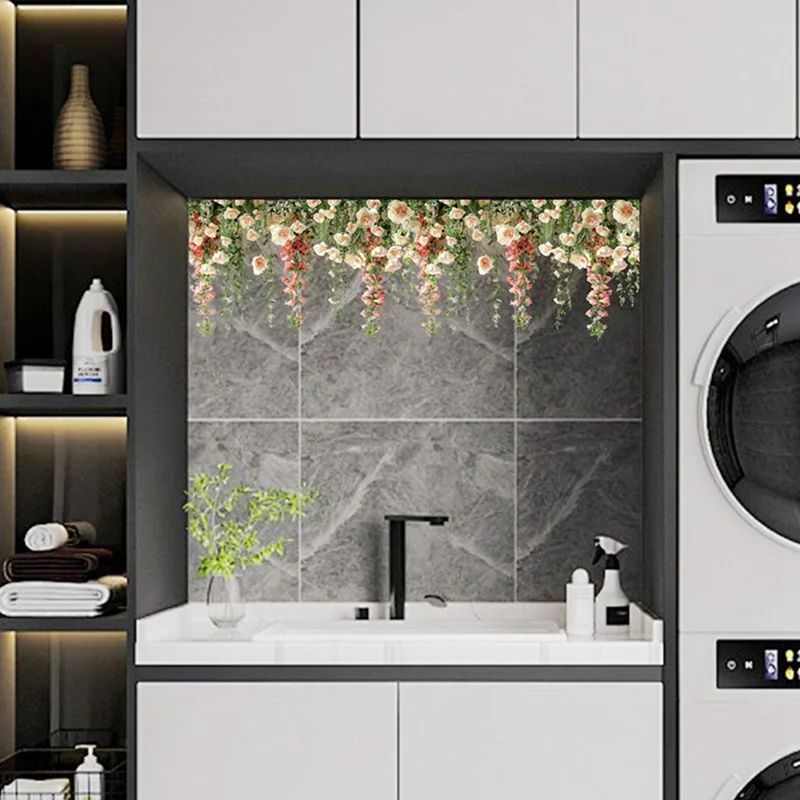 3 Peças de Película Decorativa de Vidro com Vinha de Rosas - Adesivo Estático para Privacidade em Quarto, Banheiro e Box - 30x20cm, JD23001