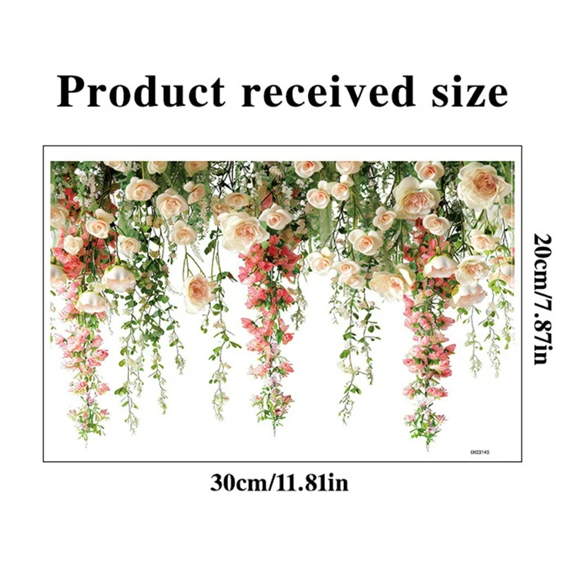 3 Peças de Película Decorativa de Vidro com Vinha de Rosas - Adesivo Estático para Privacidade em Quarto, Banheiro e Box - 30x20cm, JD23001