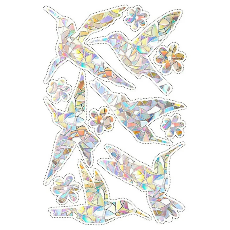 LS23023 2Pcs Autocollants Statiques Arc-en-Ciel pour Fenêtre - Colibris, Protection Contre les Collisions pour Vitres