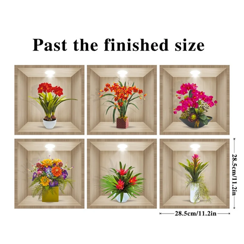 Adesivos de Parede 3D de Plantas e Flores para Sala de Estar, Sala de Aula e Corredor - CH39089AB
