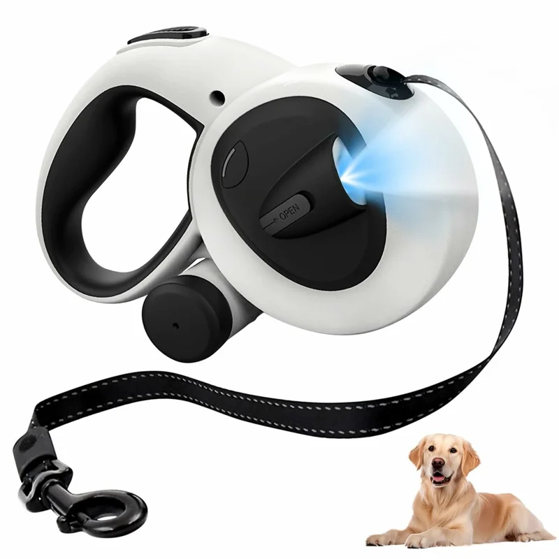 Correa Retráctil para Perros de 5M con Luz LED Reflectante para Perros Medianos / Pequeños, hasta 30Kg