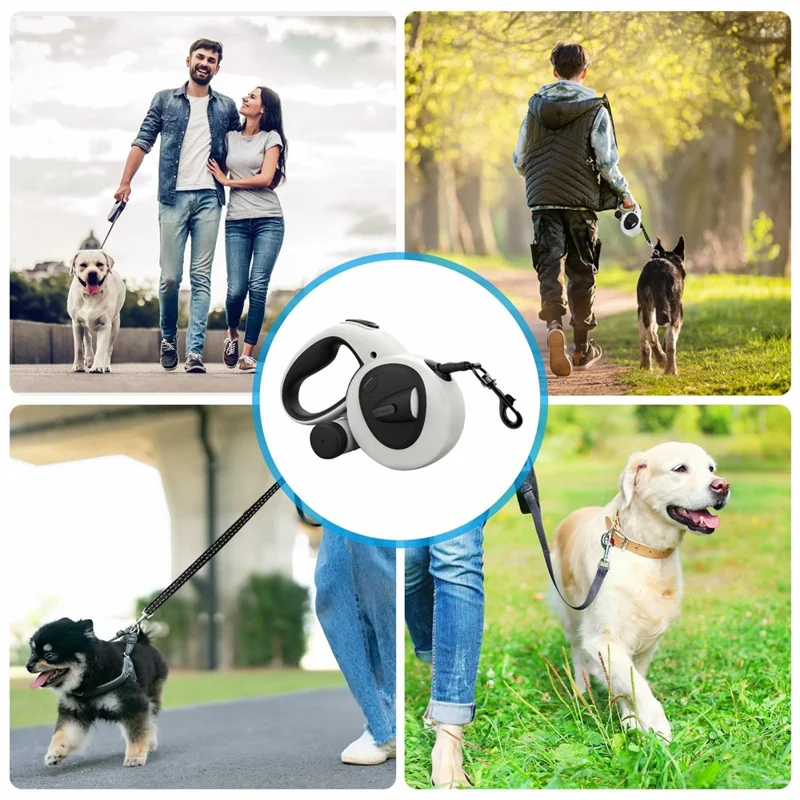 Correa Retráctil para Perros de 5M con Luz LED Reflectante para Perros Medianos / Pequeños, hasta 30Kg
