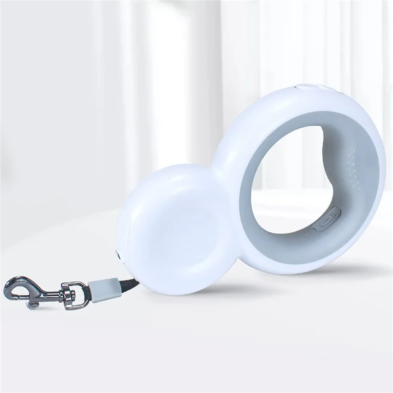 Correa Retráctil con Forma de Muñeco de Nieve para Perros de hasta 30 KG - Luz LED Nocturna y Dispensador de Bolsas de Residuos - Color Gris