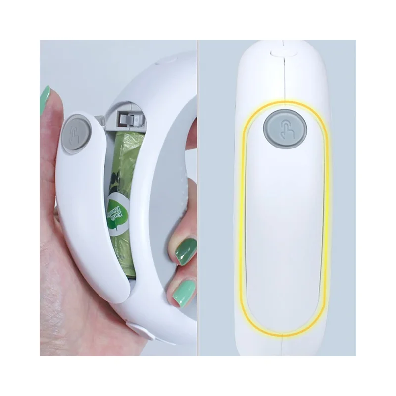 Correa Retráctil con Forma de Muñeco de Nieve para Perros de hasta 30 KG - Luz LED Nocturna y Dispensador de Bolsas de Residuos - Color Gris