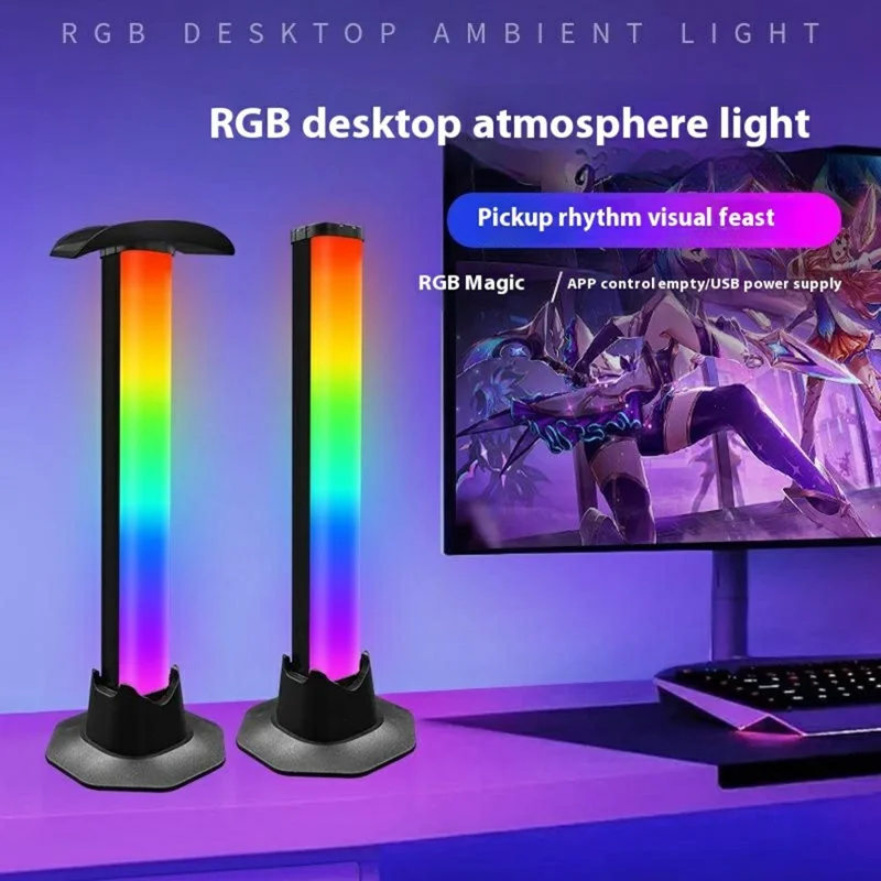 KBB-62 Drahtgesteuerter Oktagonaler Sockel Stimmungsbeleuchtung mit Gaming-Kopfhörerstativ Atmosphärenlampe