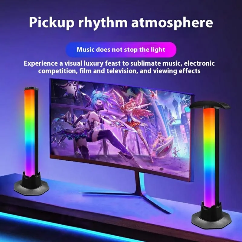 KBB-62 Wire + Remote Control Octagonal Base Desktop Ambient Light with Gaming Headphone Stand Atmosphere Lamp