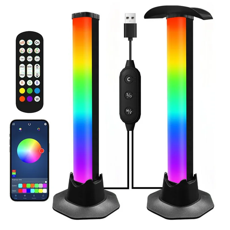 KBB-62 Drahtlose + Fernbedienung + APP-Steuerung Achteckige Basis Schreibtisch-Ambientebeleuchtung mit Gaming-Headset-Ständer Atmosphärenlampe