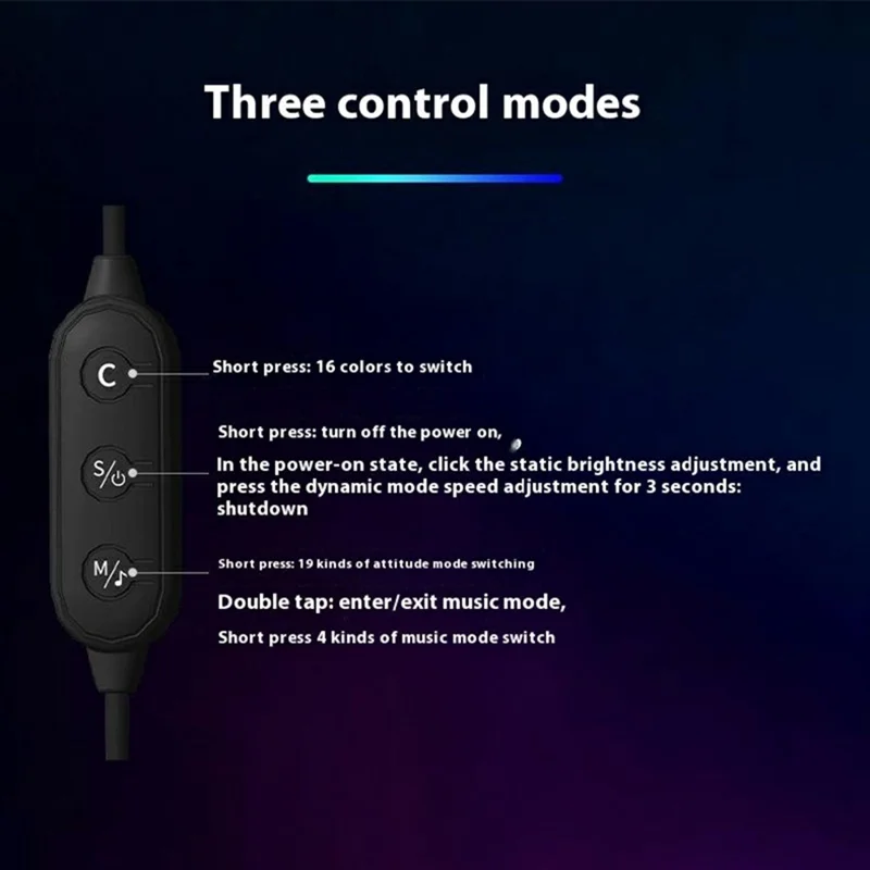 KBB-24 U Shape RGB Desk Ambient Light USB Powered Sound Activated Atmosphere Lamp, Wire + Remote + APP Control