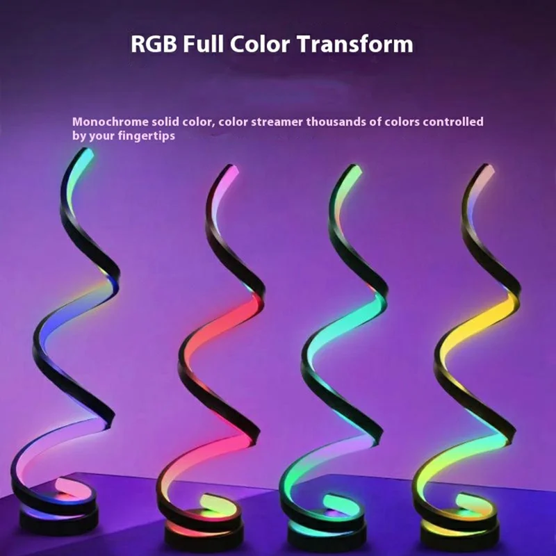 Lampe de bureau KBB-63 RGB Ambiante Design Spirale Activée par le Son, Éclairage de Nuit, Contrôle par Fil + Télécommande + Application