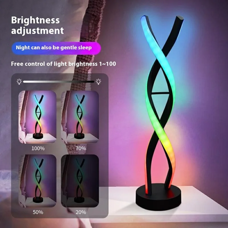 KBB-65 Sound Activated Gaming RGB Ambient Light Cross Spiral Design Desk Lamp, Wire + Remote + APP Control