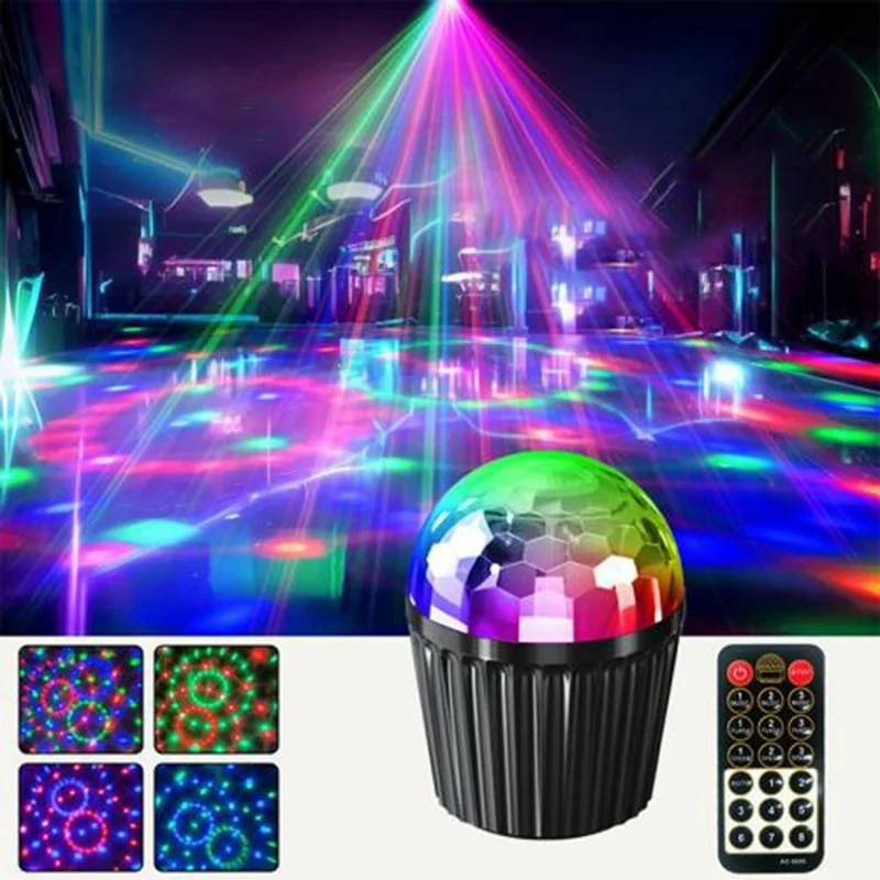3W Sound Activated Striped Mini Magic Ball LED Light RGB Stage Lamp for KTV Bar (With Remote)