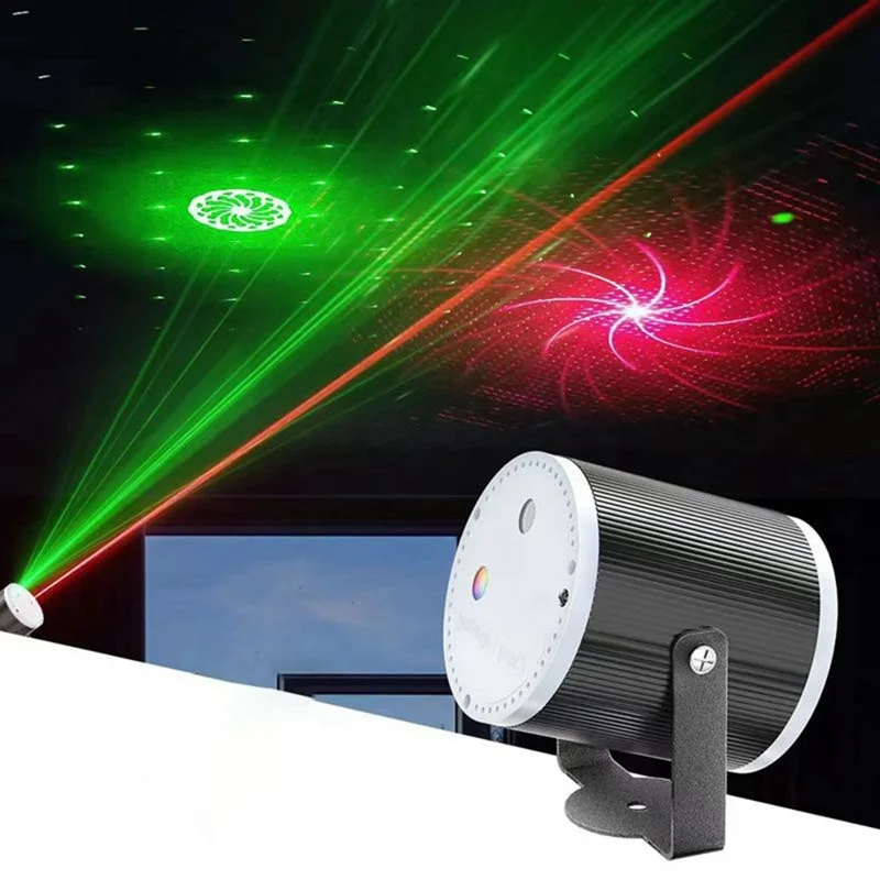 Starry Sky Laser Projector Light with Bracket Sound Activated LED Stage Lamp for Party KTV (Without Remote)