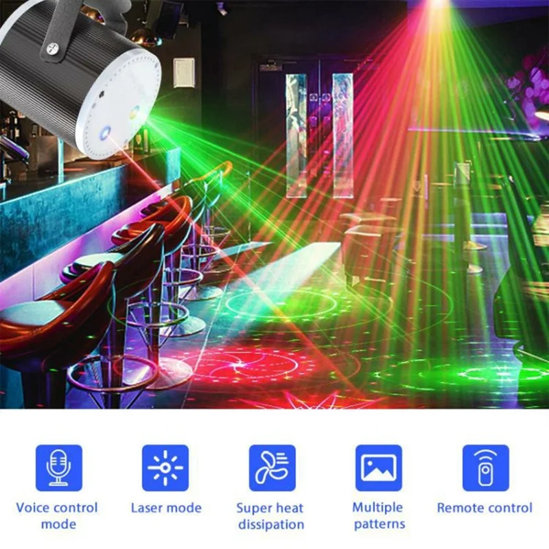 Starry Sky Laser Projector Light with Bracket Sound Activated LED Stage Lamp for Party KTV (Without Remote)
