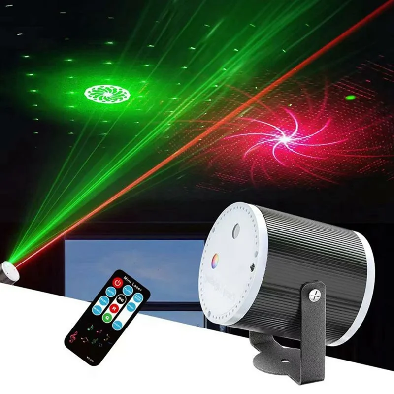 Starry Sky Laser Projector Light with Bracket Sound Activated LED Stage Lamp for Party KTV (With Remote)