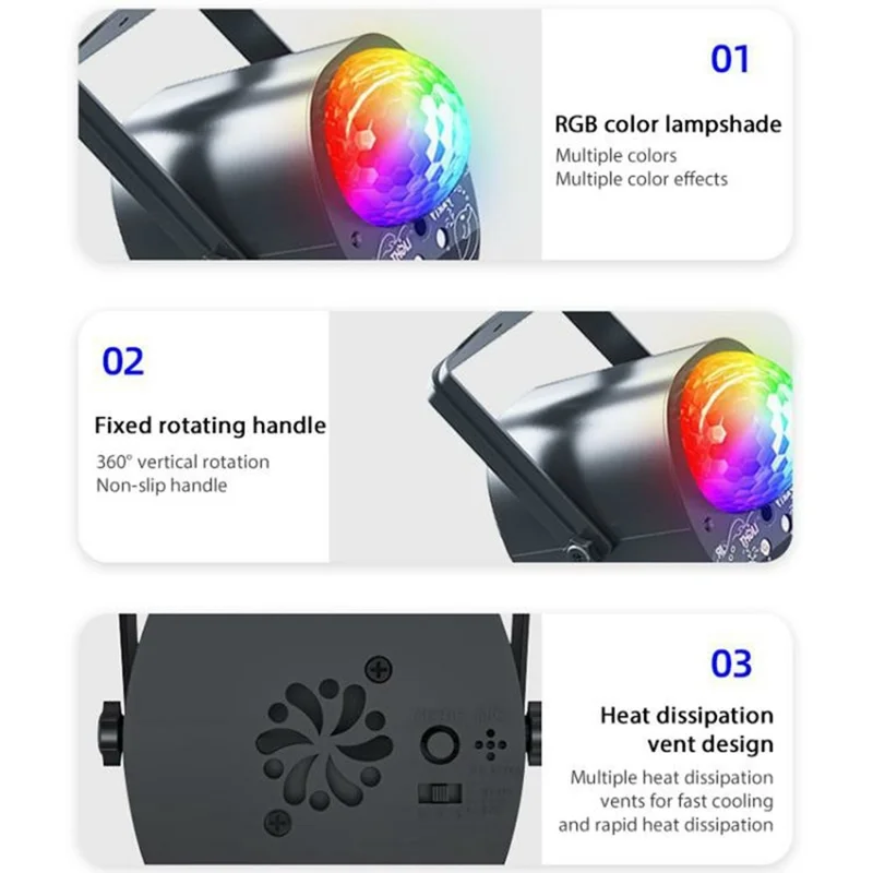 LED Stage Laser Projector Light with Handle Sound Activated Disco Ball Lamp for Party / Bar / KTV (With Remote)