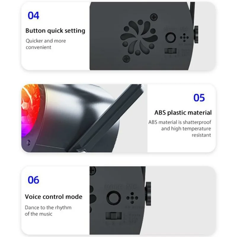 LED Stage Laser Projector Light with Handle Sound Activated Disco Ball Lamp for Party / Bar / KTV (With Remote)