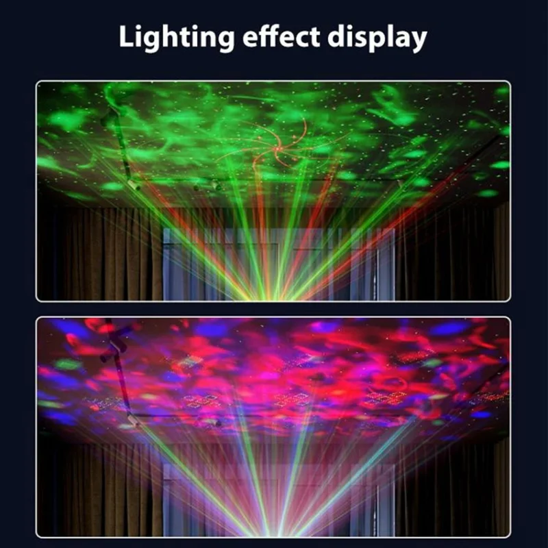 Luz de Festa LED de 12W com Efeito de Onda de Água, Bola de Discoteca Giratória com Controle Remoto, Projetor a Laser, com Cabo USB de 1,5m