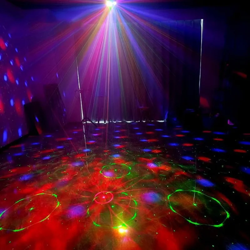 Luz de Festa LED de 12W com Efeito de Onda de Água, Bola de Discoteca Giratória com Controle Remoto, Projetor a Laser, com Cabo USB de 1,5m