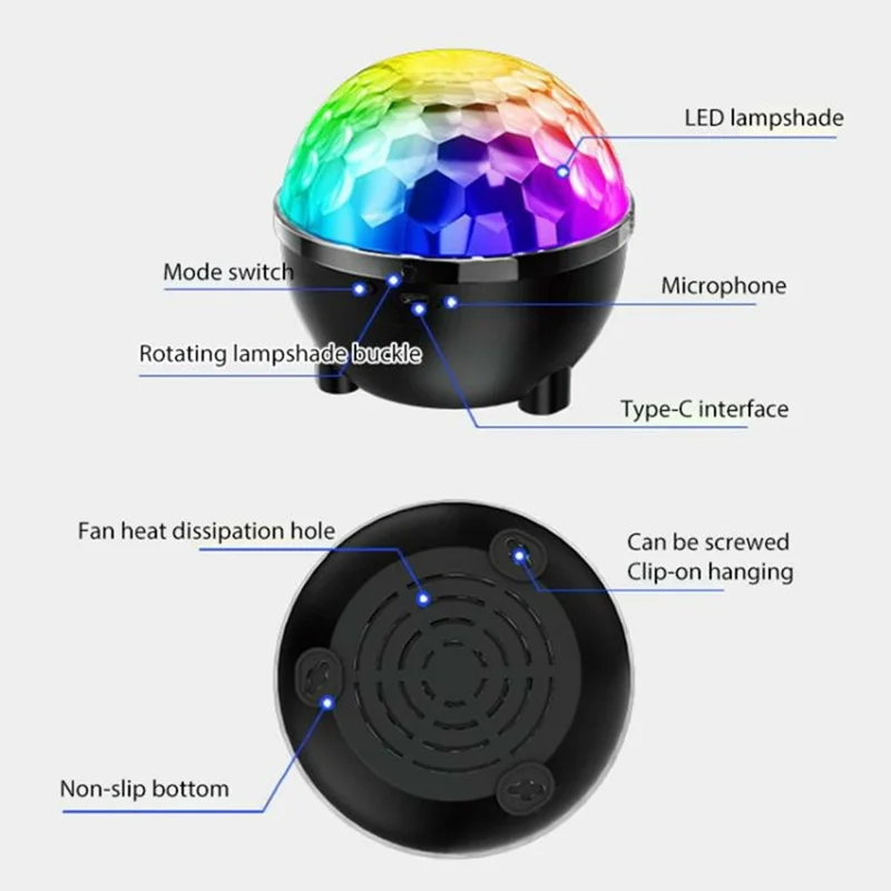 Remote Control 6 Color Rotating Disco Magic Ball Light RGB LED Party Lamp for KTV Bar Stage