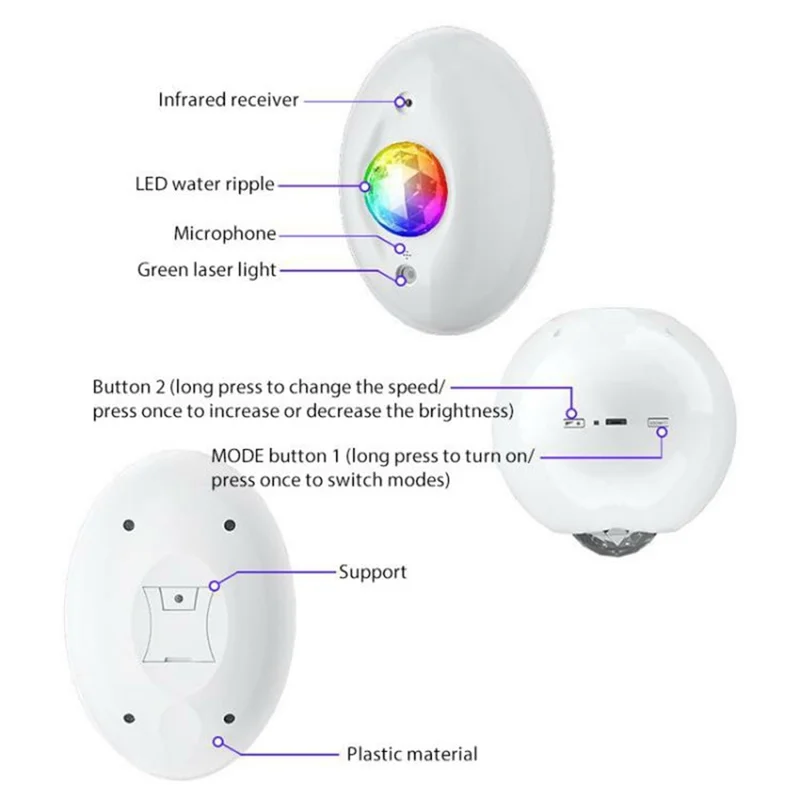 Bluetooth-Compatible Music Player Oval Starry Sky Projector Lamp Aurora Night Light with Remote