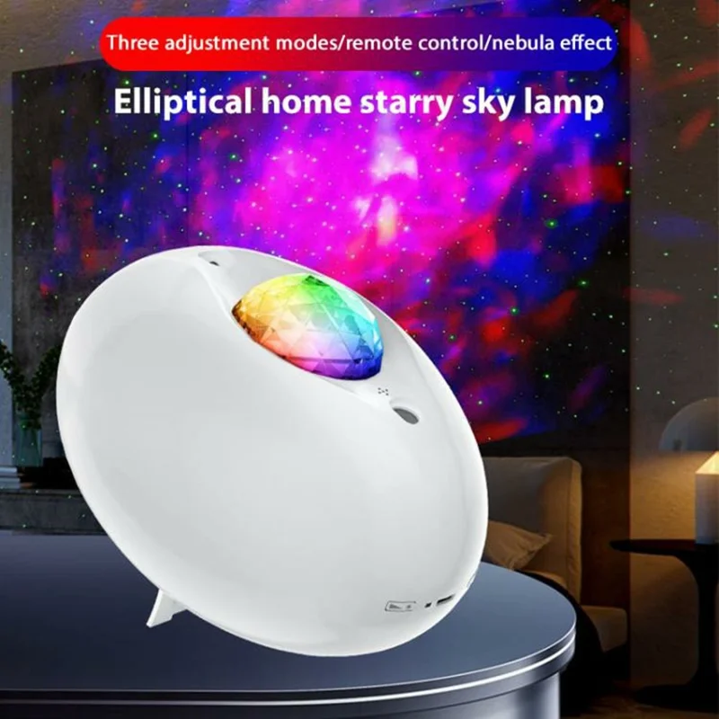 Bluetooth-Compatible Music Player Oval Starry Sky Projector Lamp Aurora Night Light with Remote