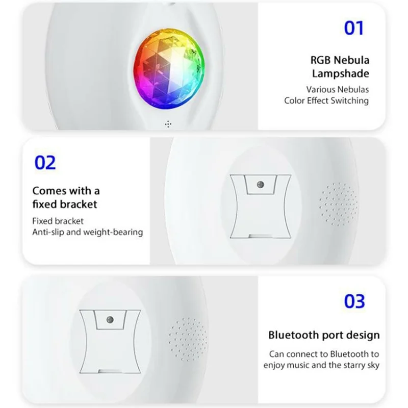 Bluetooth-Compatible Music Player Oval Starry Sky Projector Lamp Aurora Night Light with Remote