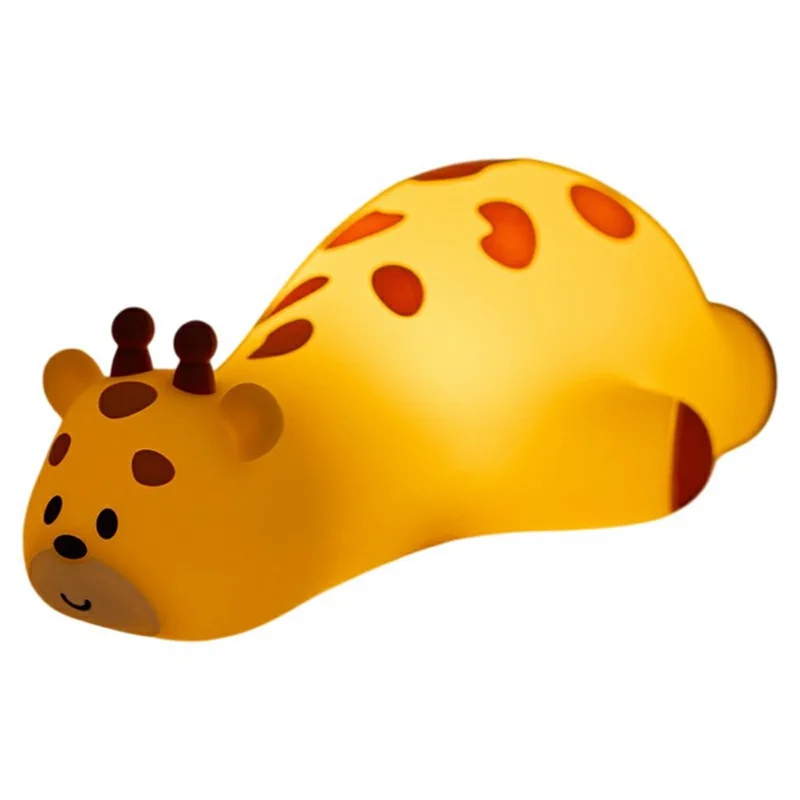 Cute Cartoon Giraffe Night Light Tap Control Silicone Bedside Lamp with Timer Desk Decor