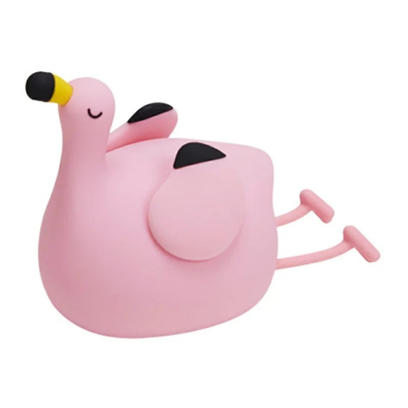 Pink Bird Night Light Tap Control Silicone Bedside Lamp with Timer Desk Decor Stress Relief Toy