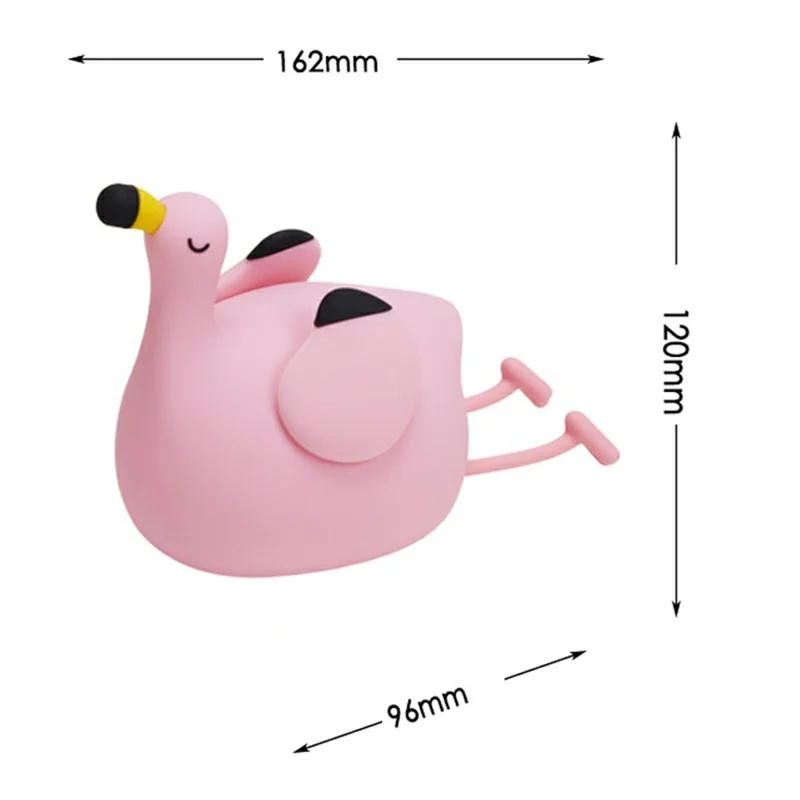 Pink Bird Night Light Tap Control Silicone Bedside Lamp with Timer Desk Decor Stress Relief Toy