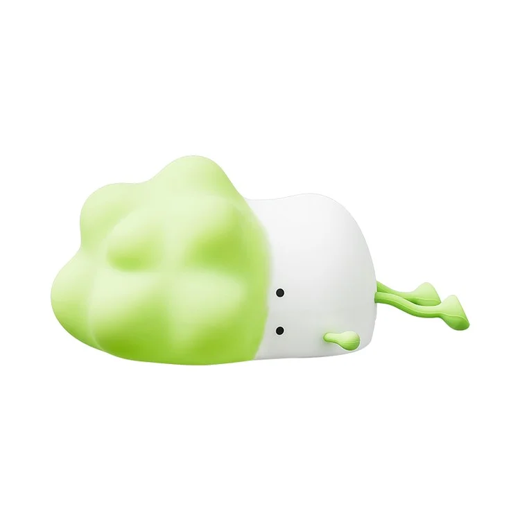 K-1110 Cute Cabbage Shape Night Light Soft Silicone Stress Relief Hand Toy LED Lamp with Phone Holder Stand and Timer Function - Verde