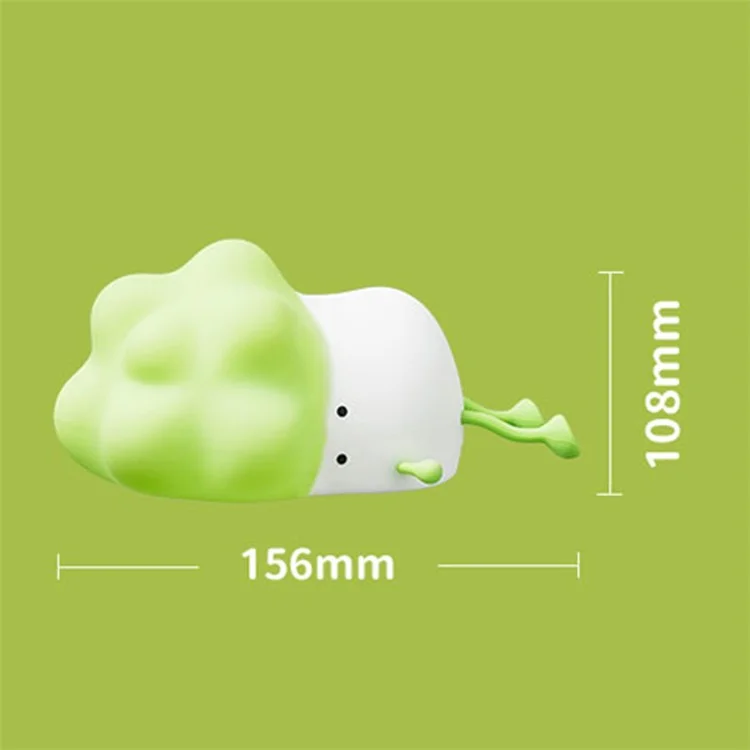 K-1110 Cute Cabbage Shape Night Light Soft Silicone Stress Relief Hand Toy LED Lamp with Phone Holder Stand and Timer Function - Verde