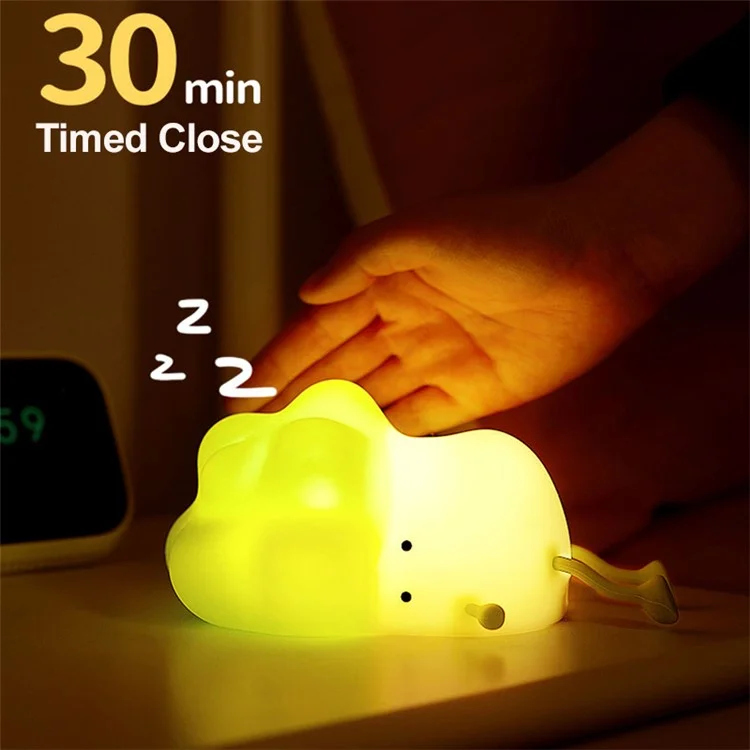 K-1110 Cute Cabbage Shape Night Light Soft Silicone Stress Relief Hand Toy LED Lamp with Phone Holder Stand and Timer Function - Verde