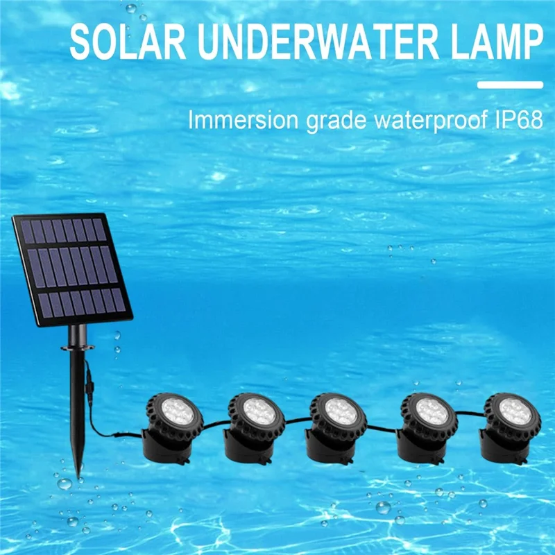 TS-S5405 5 in 1 Solar Underwater Lights IP68 Waterproof Pond Fish Tank Landscape Lamp, Base Type