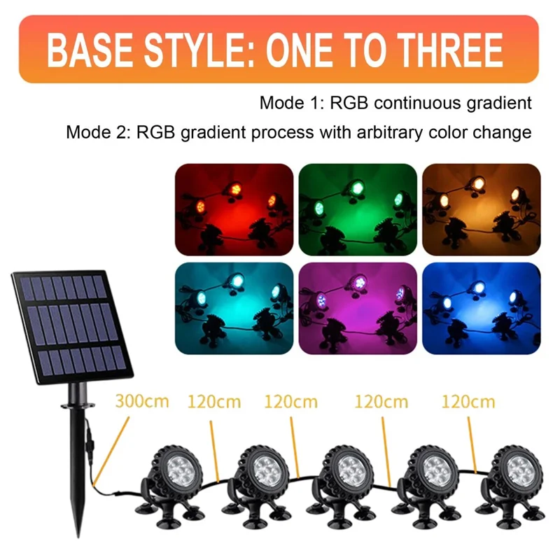 TS-S5405 5 in 1 Solar Underwater Lights IP68 Waterproof Pond Fish Tank Landscape Lamp, Suction Cup Type