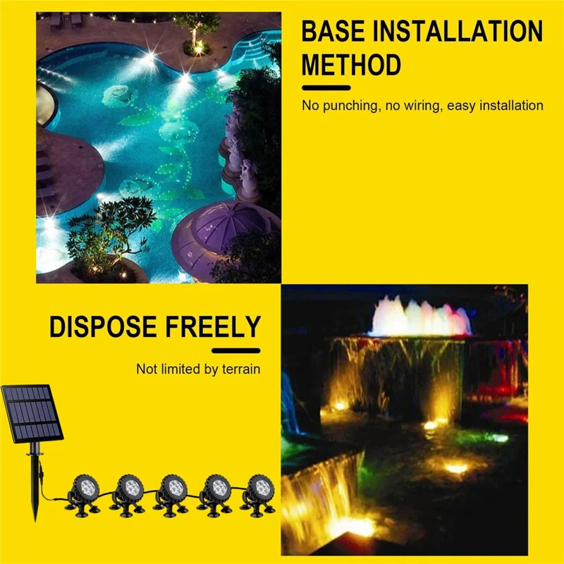 TS-S5405 5 in 1 Solar Underwater Lights IP68 Waterproof Pond Fish Tank Landscape Lamp, Suction Cup Type