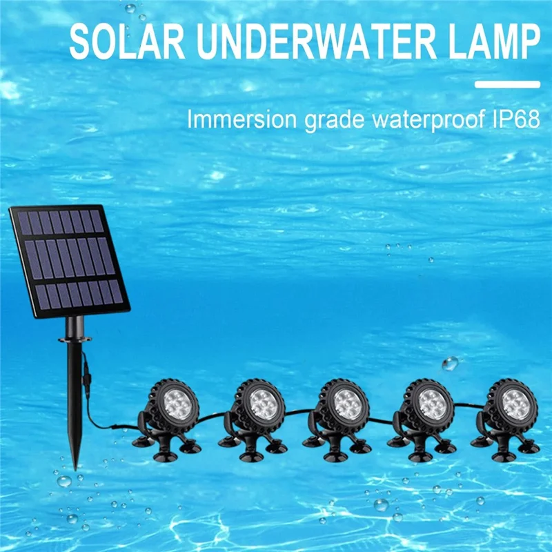 TS-S5405 5 in 1 Solar Underwater Lights IP68 Waterproof Pond Fish Tank Landscape Lamp, Suction Cup Type