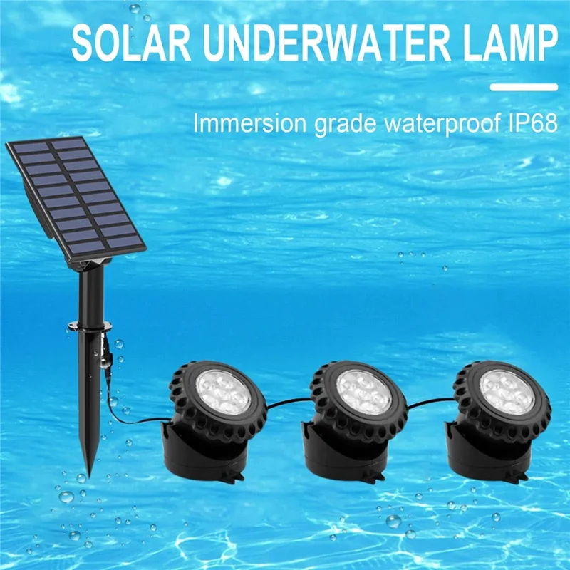 TS-S5405 3 in 1 Solar Underwater Lights IP68 Waterproof Pond Fish Tank Landscape Lamp, Base Type
