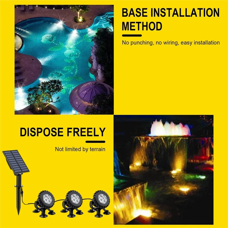 TS-S5405 3-in-1 Solar Unterwasser-Leuchten IP68 Wasserdicht Teich Fisch-Tank Landschaftslampe, Saugnapftyp