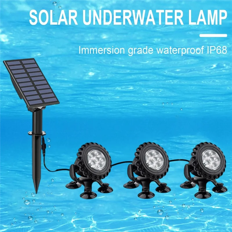 TS-S5405 3-in-1 Solar Unterwasser-Leuchten IP68 Wasserdicht Teich Fisch-Tank Landschaftslampe, Saugnapftyp