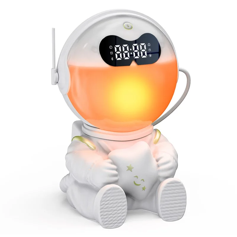GR-22 Astronaut Holding Star RGB Color Changing Night Light Alarm Clock White Noise Machine Bluetooth-compatible Speaker