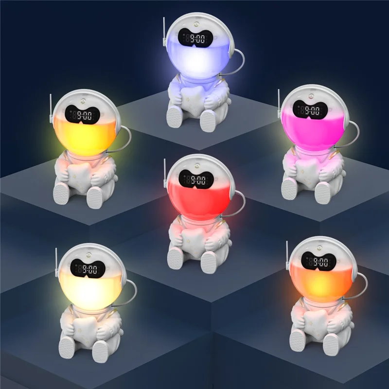 GR-22 Astronaut Holding Star RGB Color Changing Night Light Alarm Clock White Noise Machine Bluetooth-compatible Speaker