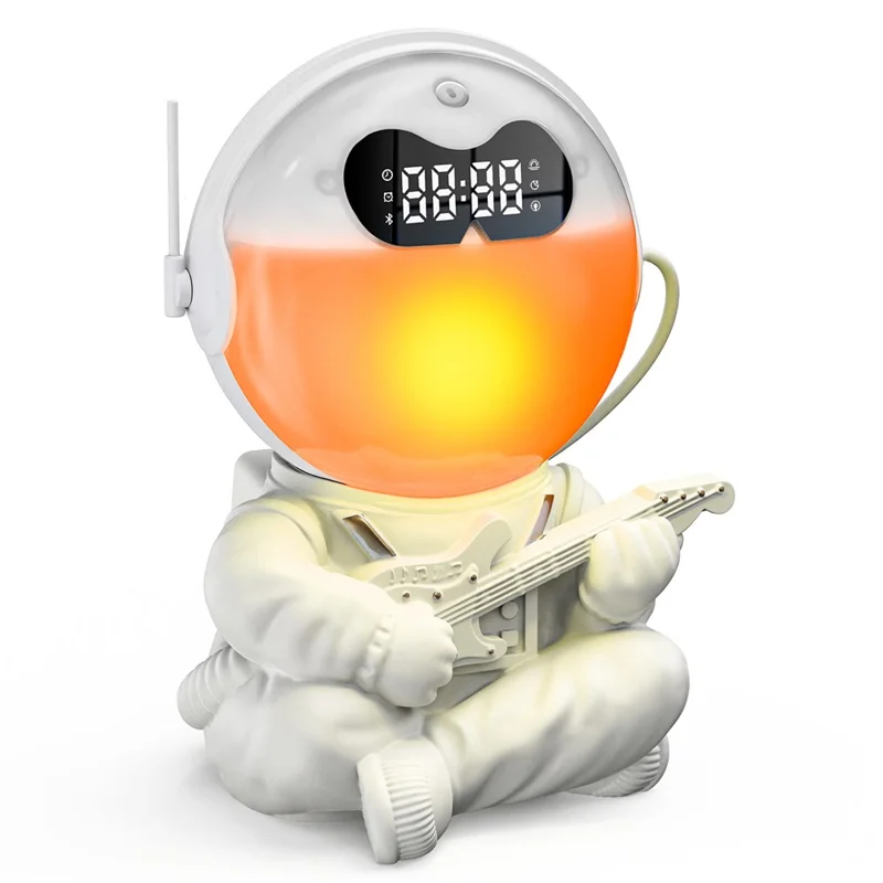 GR-21 Astronaut Holding Guitar RGB Color Changing Night Light Alarm Clock White Noise Machine Bluetooth-compatible Speaker