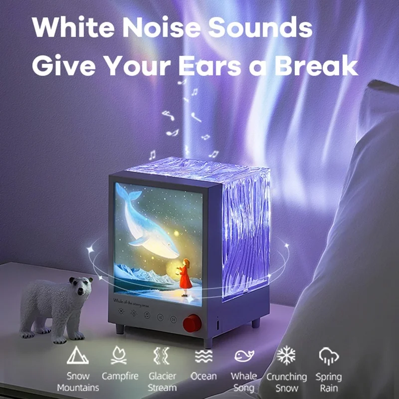 Lámpara de Proyección de Aurora de Ballena de Cielo Estrellado - Altavoz Bluetooth con Ambiente Onírico