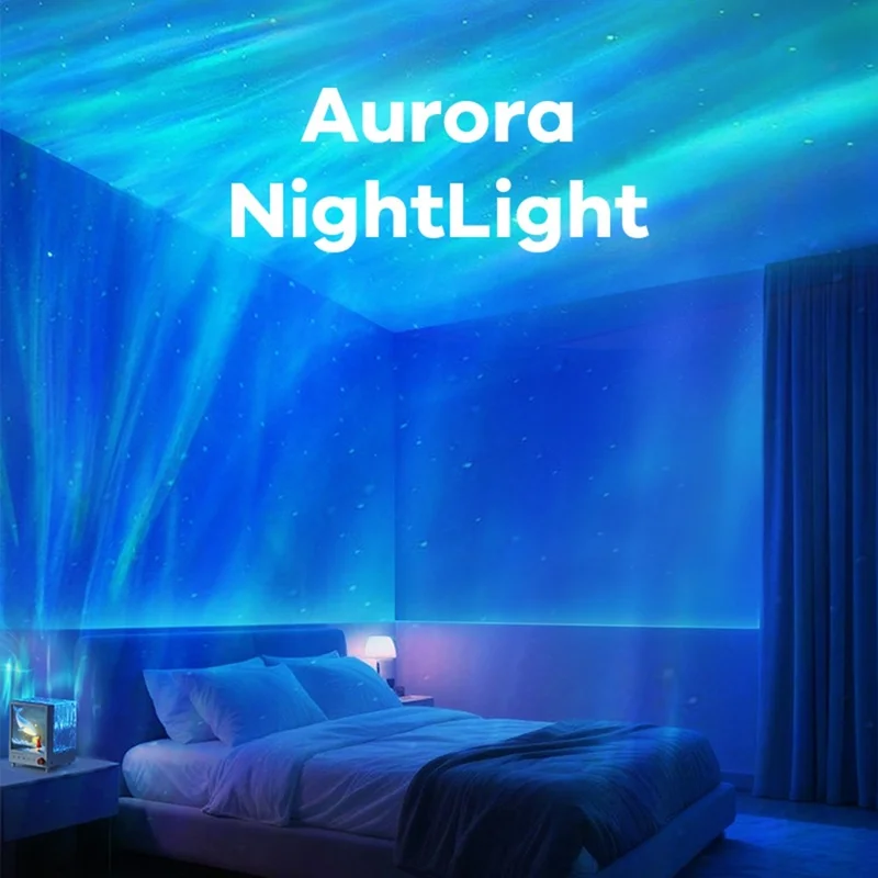 Lámpara de Proyección de Aurora de Ballena de Cielo Estrellado - Altavoz Bluetooth con Ambiente Onírico